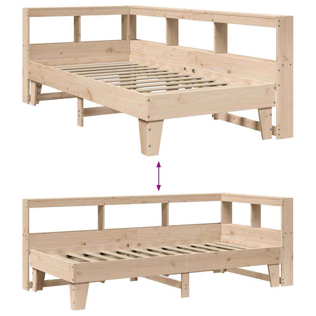 Lit bibliothèque sans matelas 90x190 cm bois de pin massif - XIOS