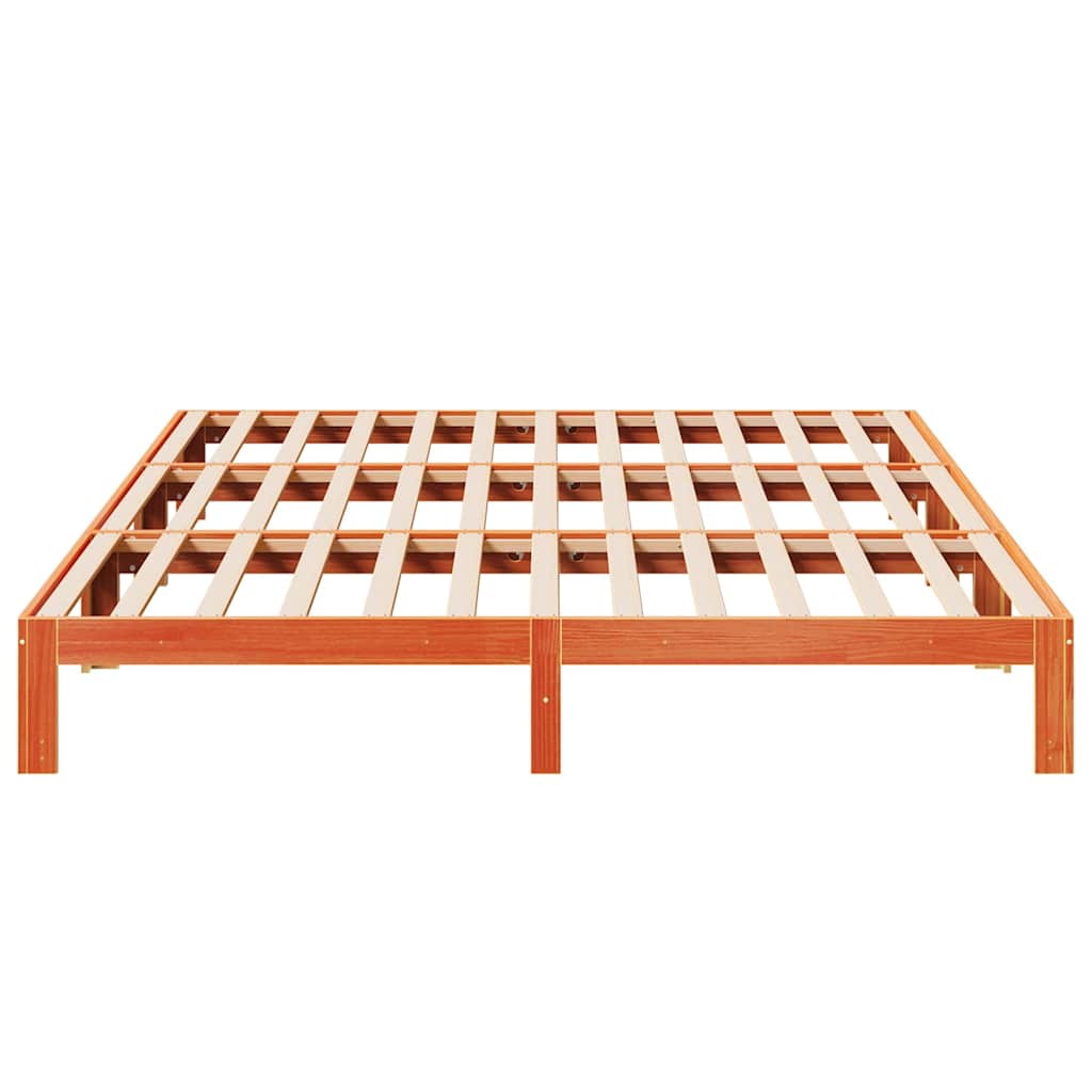 Cadre de lit familial sans matelas marron ciré 240x200 cm - XIOS