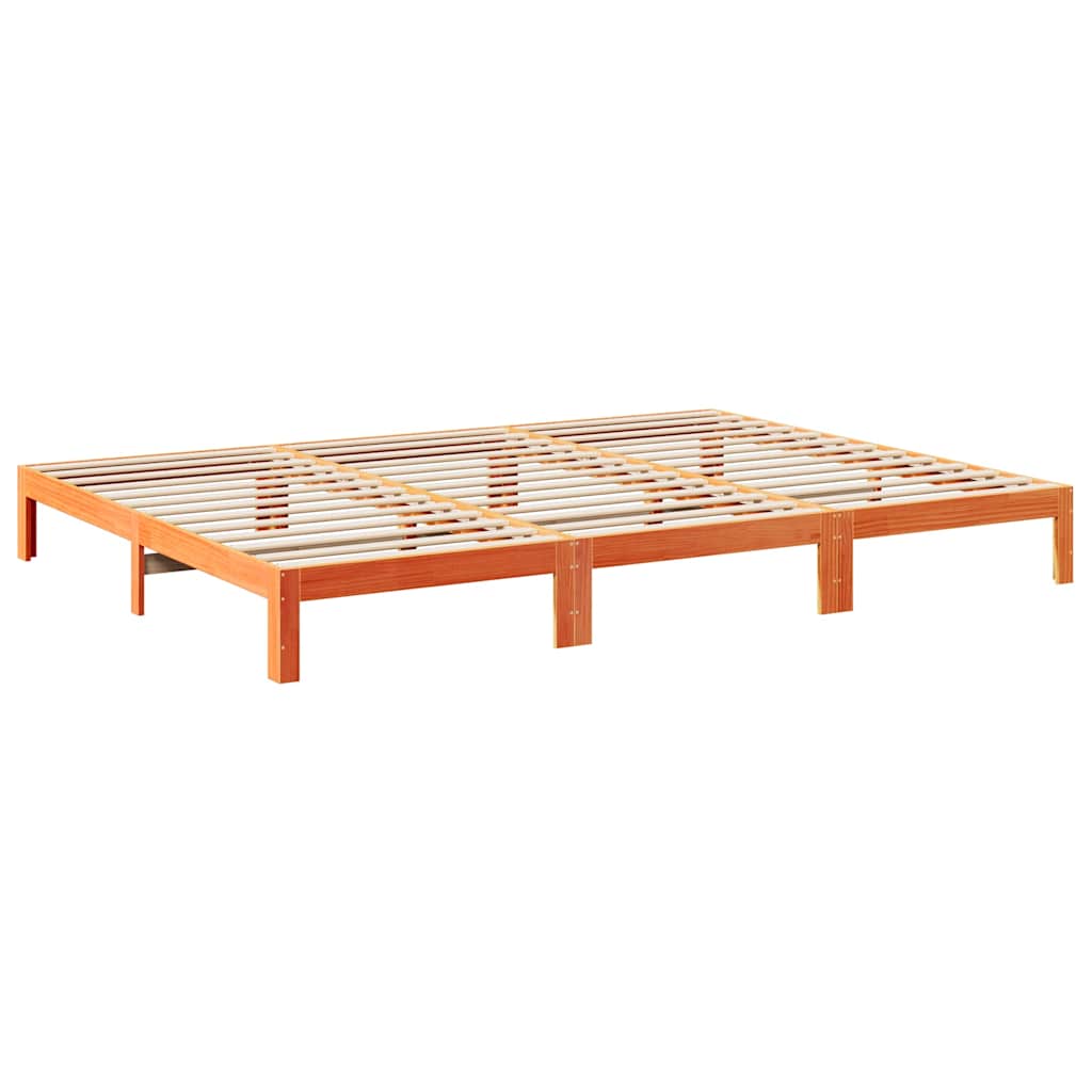Cadre de lit familial sans matelas marron ciré 240x200 cm - XIOS
