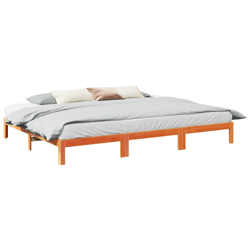 Cadre de lit familial sans matelas marron ciré 240x200 cm - XIOS