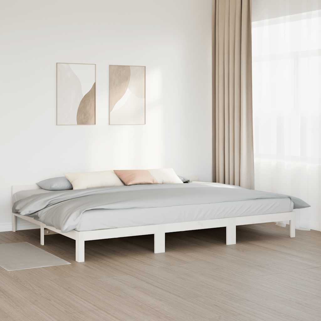 Cadre de lit familial sans matelas blanc 240x200 cm - XIOS