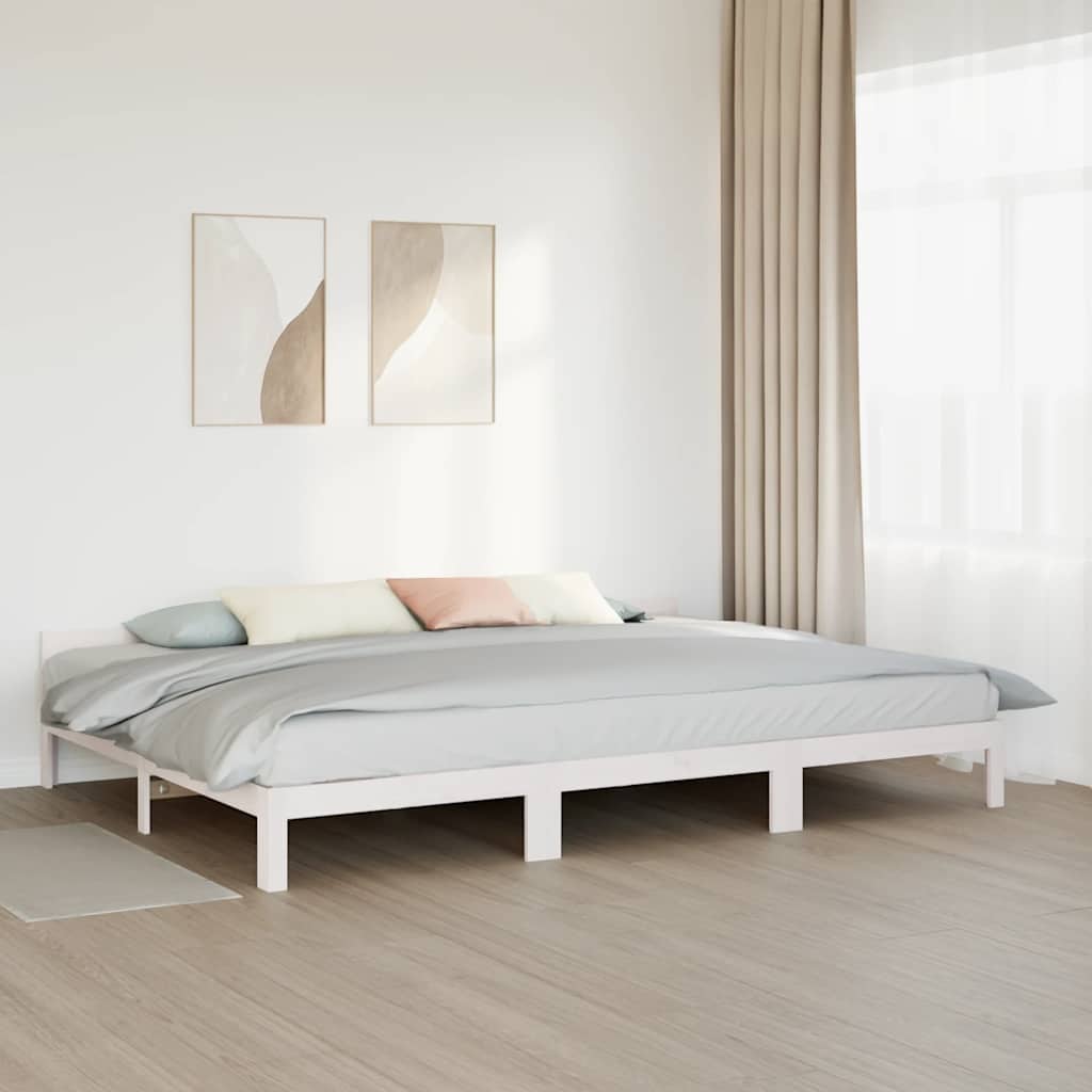 Cadre de lit familial sans matelas blanc 270x200 cm - XIOS