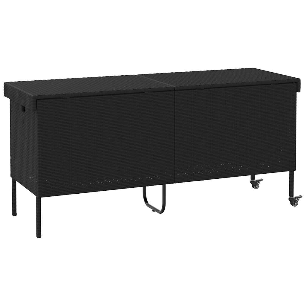 Boîte de rangement de jardin et roues noir résine tressée Coffres de jardin vidaXL