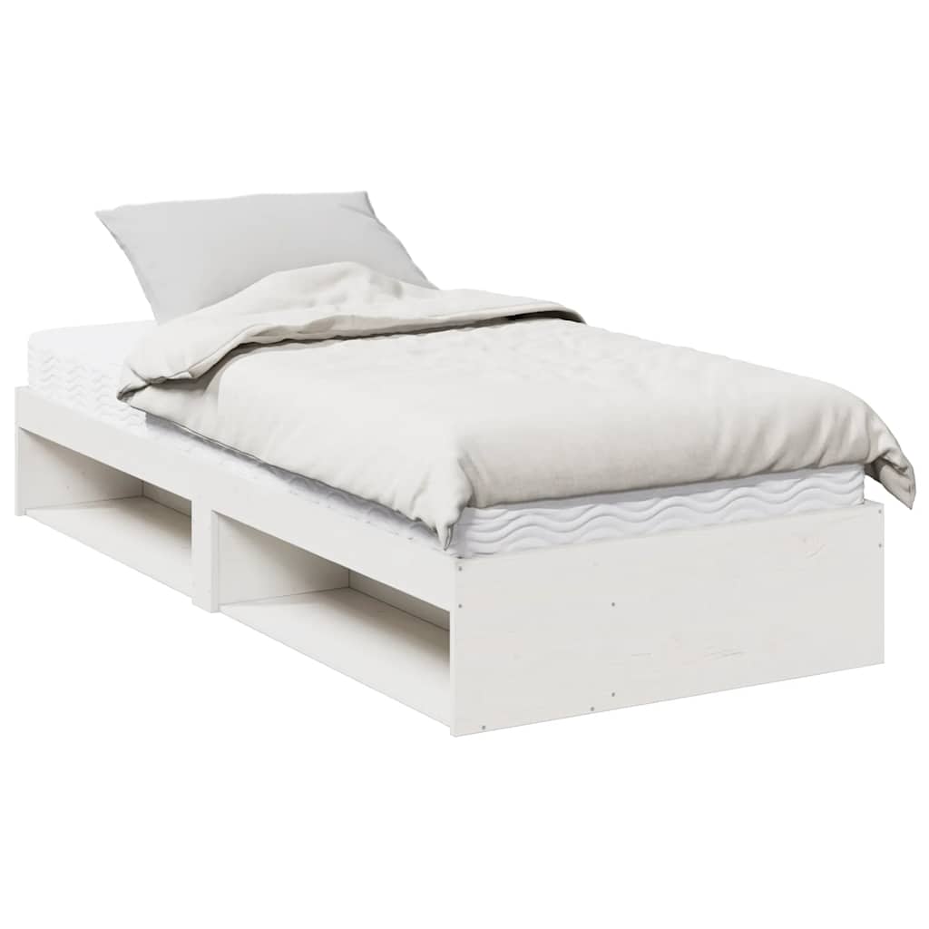 Lit de jour avec matelas blanc 90x190 cm bois de pin massif - XIOS