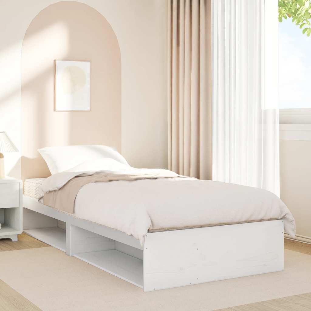 Lit de jour avec matelas blanc 90x190 cm bois de pin massif - XIOS