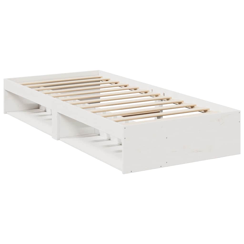 Lit de jour avec matelas blanc 90x190 cm bois de pin massif - XIOS