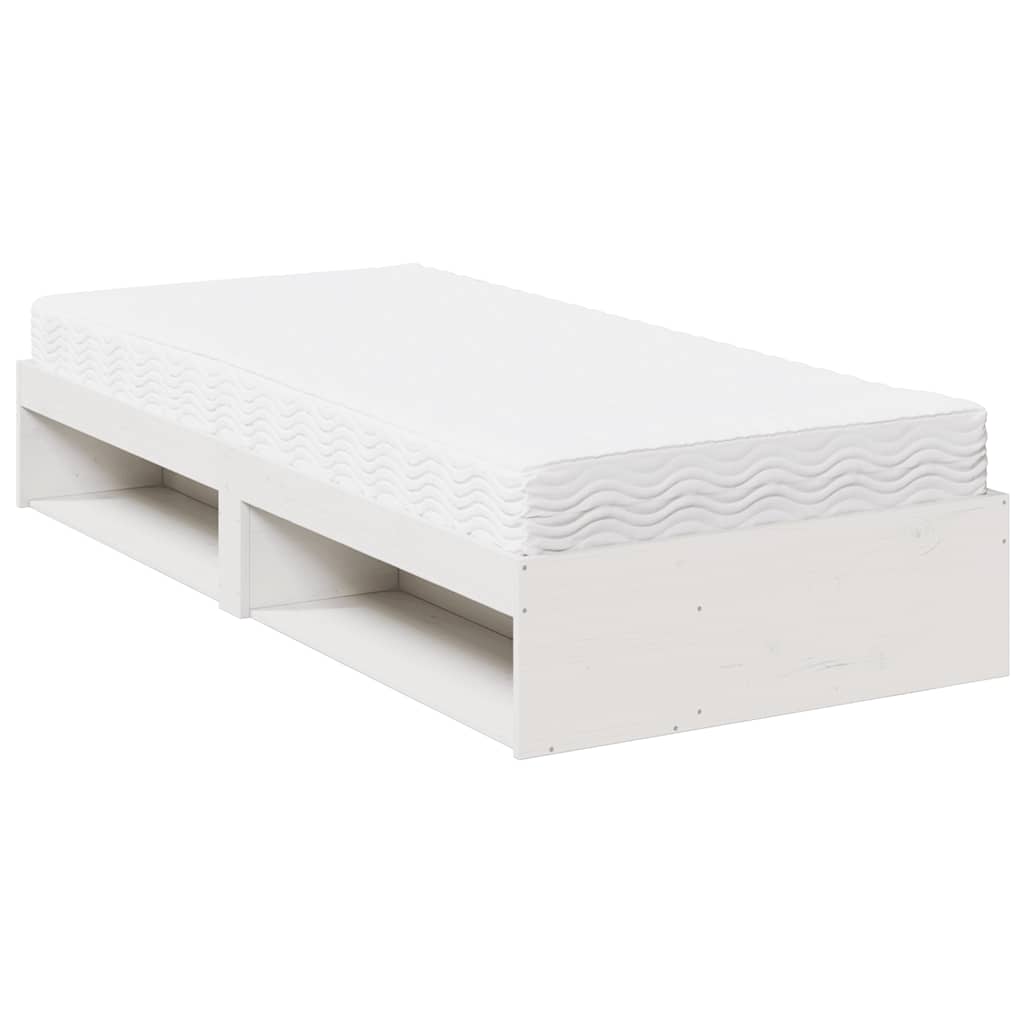 Lit de jour avec matelas blanc 90x190 cm bois de pin massif - XIOS