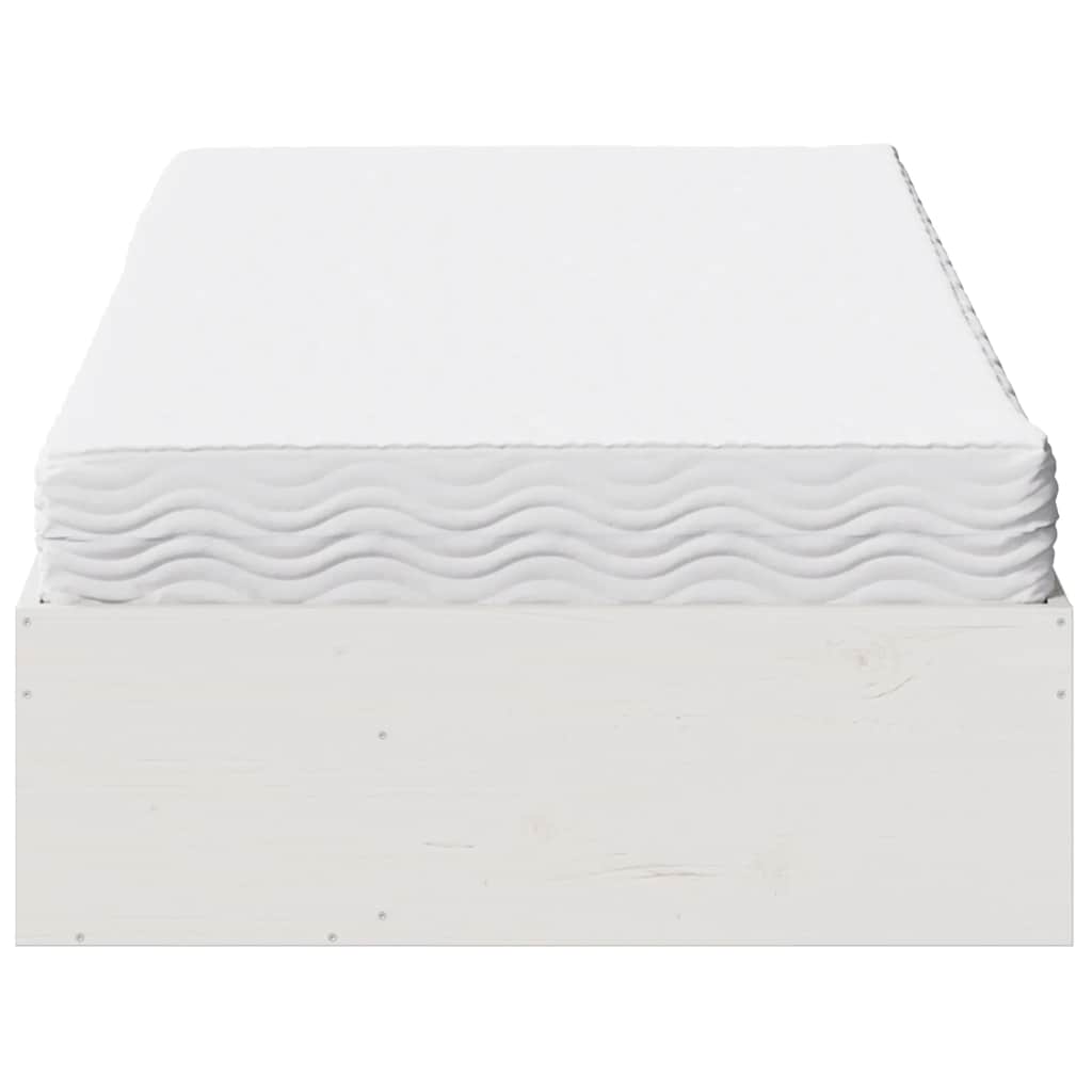 Lit de jour avec matelas blanc 90x190 cm bois de pin massif - XIOS