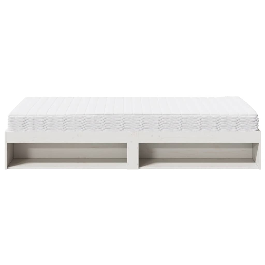 Lit de jour avec matelas blanc 90x190 cm bois de pin massif - XIOS