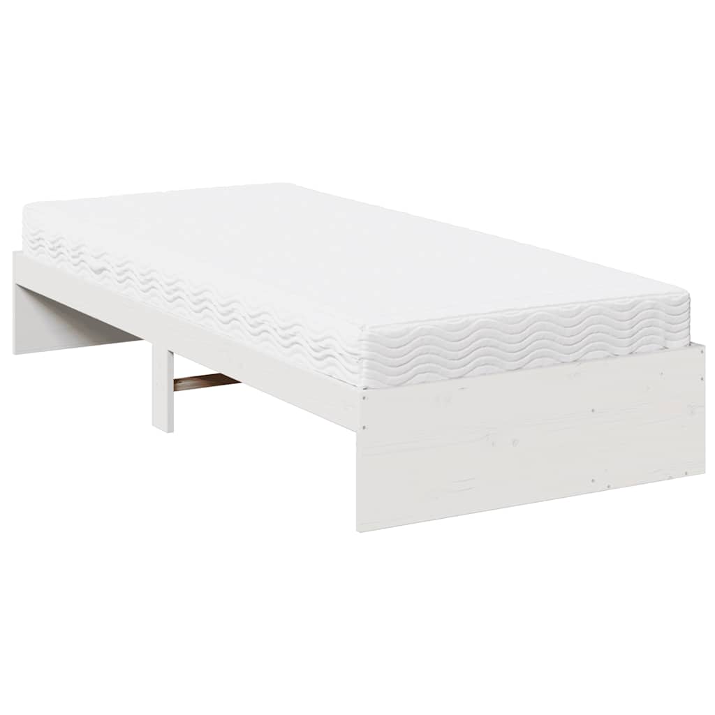 Lit de jour avec matelas blanc 90x190 cm bois de pin massif - XIOS