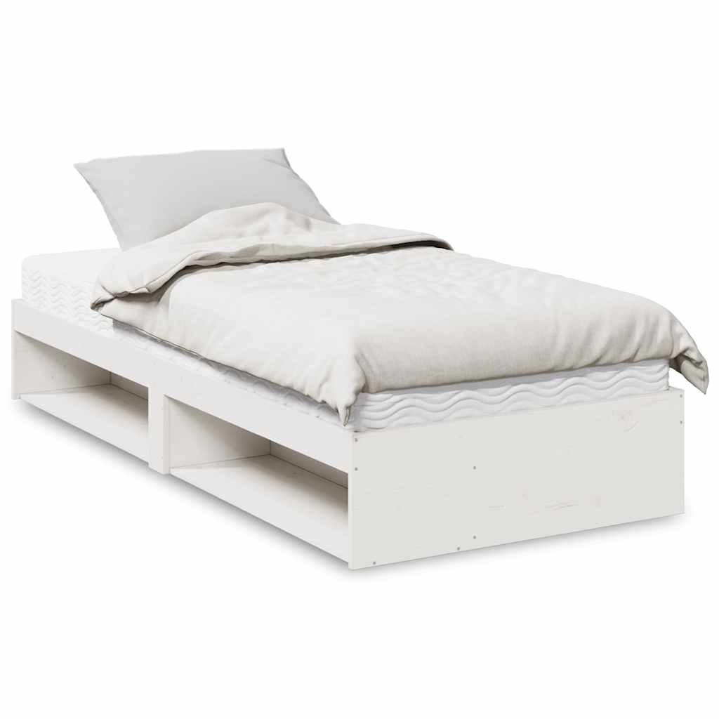 Lit de jour avec matelas blanc 90x190 cm bois de pin massif - XIOS
