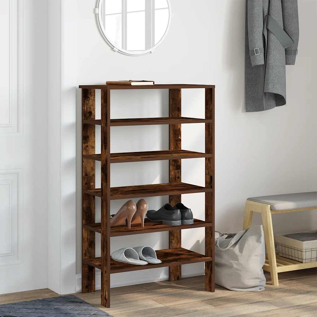 Étagère à chaussures chêne fumé 61x32x105 cm bois d'ingénierie - XIOS