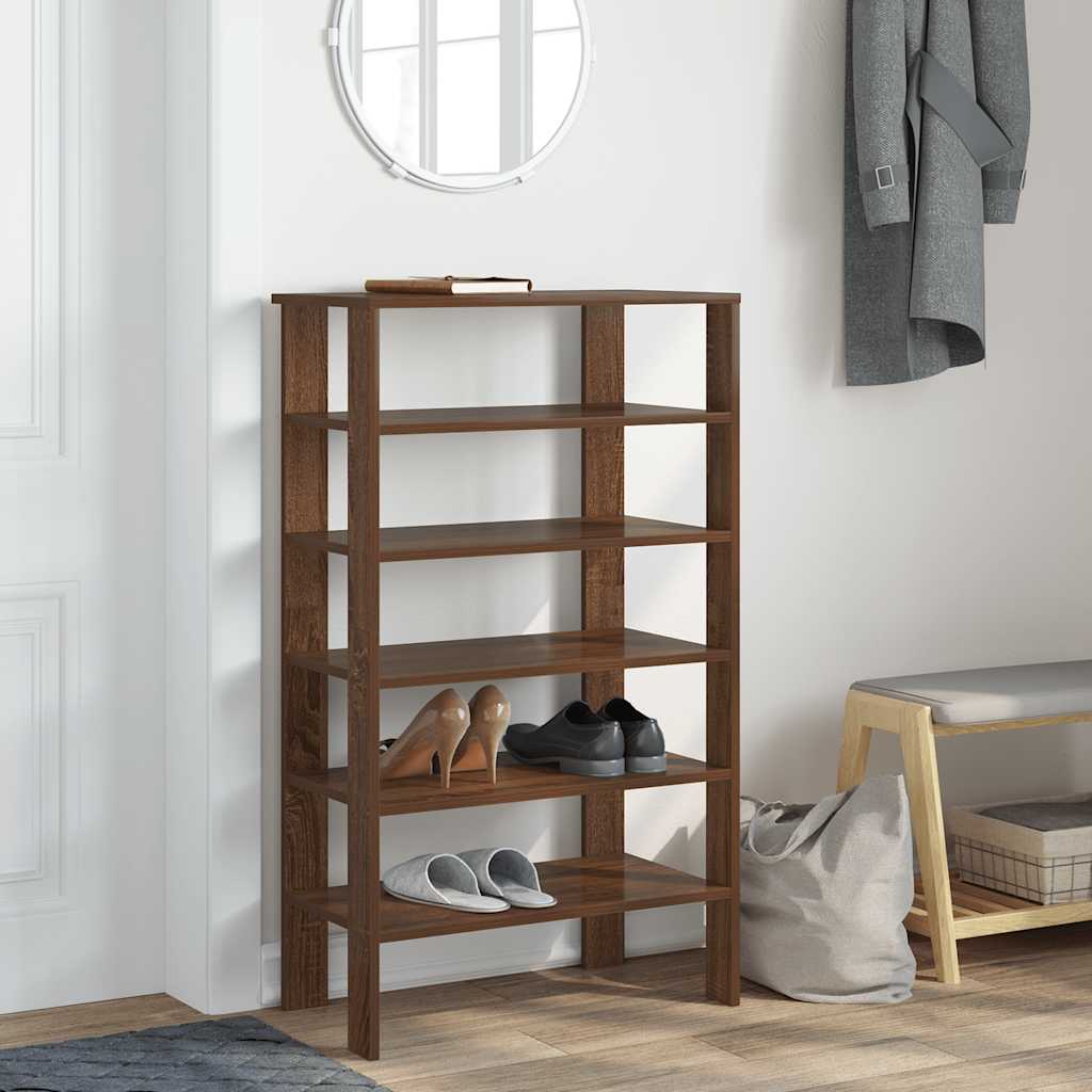 Étagère à chaussures chêne marron 61x32x105 cm bois ingénierie - XIOS