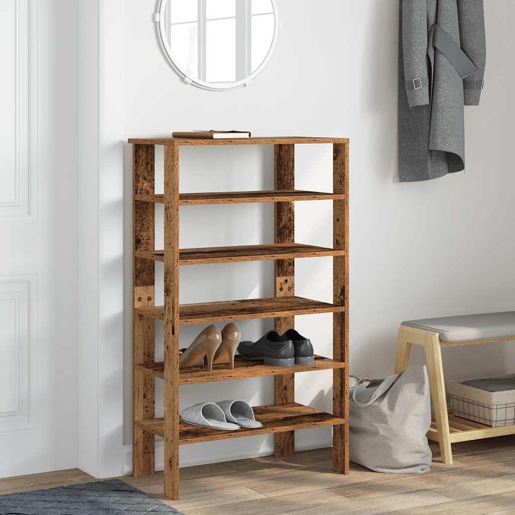 Étagère à chaussures vieux bois 61x32x105 cm bois d'ingénierie - XIOS