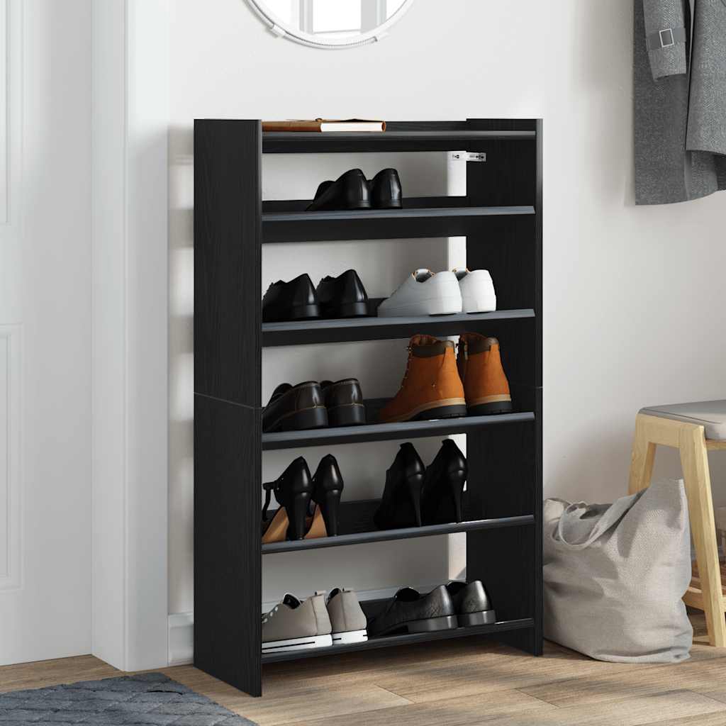 Étagère à chaussures noir 60x25x100 cm bois d'ingénierie - XIOS