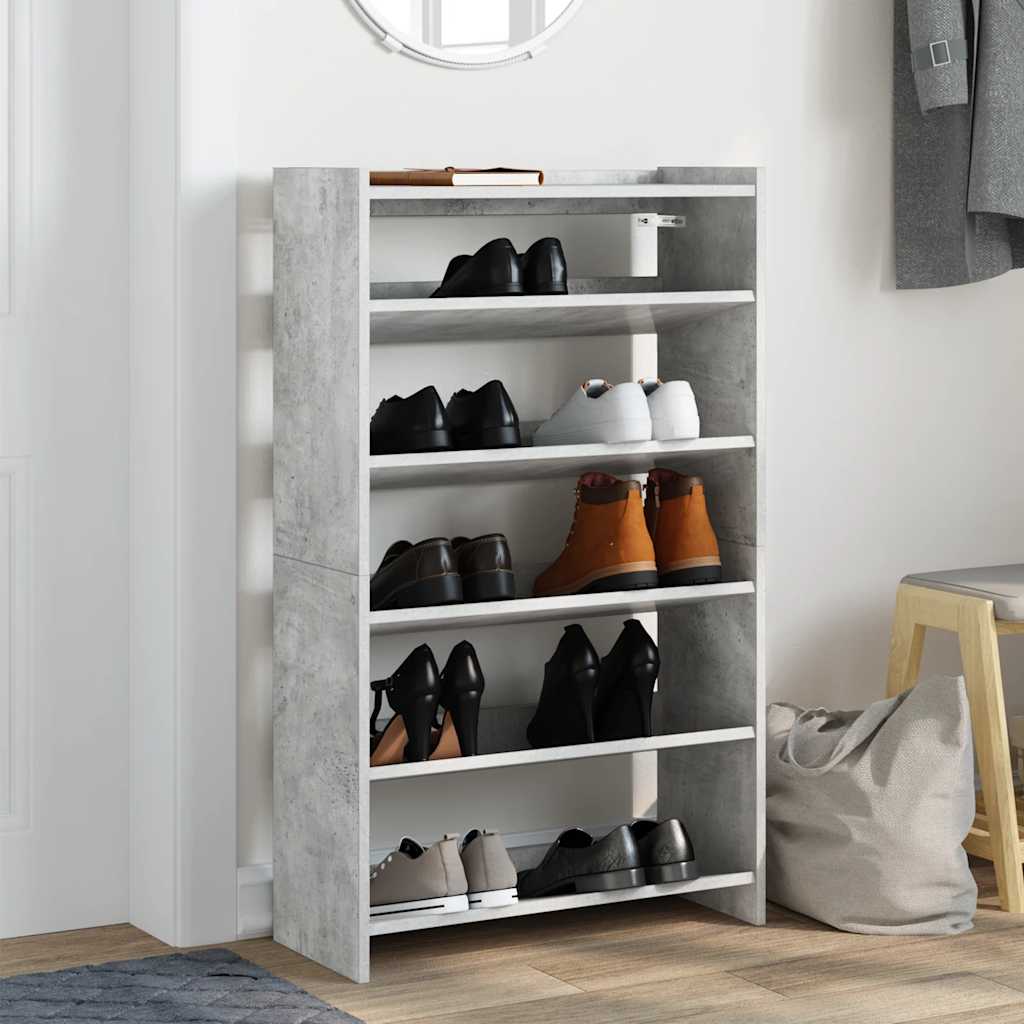 Étagère à chaussures gris béton 60x25x100 cm bois d'ingénierie - XIOS
