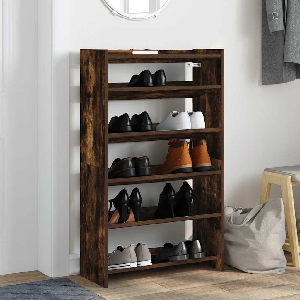 Étagère à chaussures chêne fumé 60x25x100 cm bois d'ingénierie - XIOS