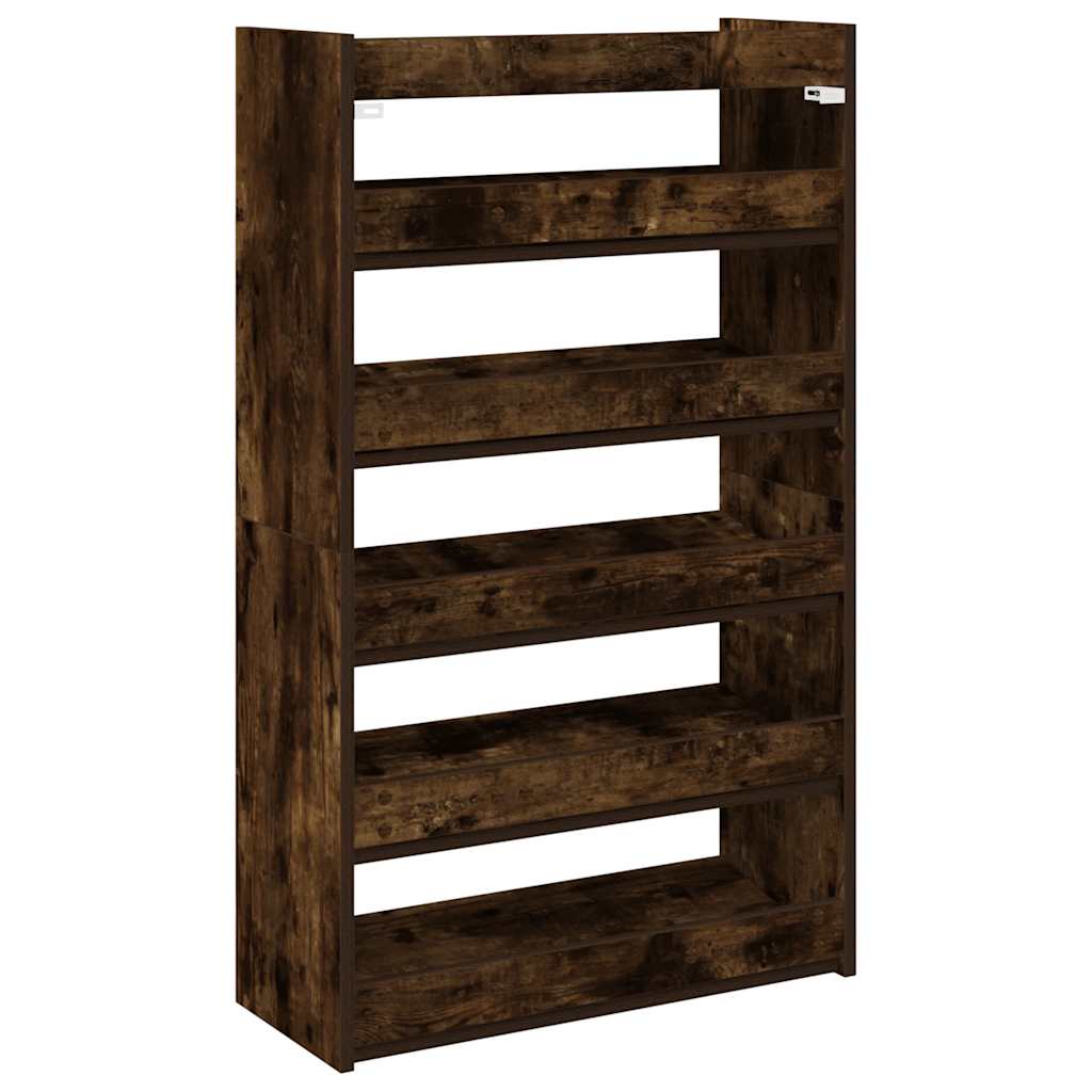 Étagère à chaussures chêne fumé 60x25x100 cm bois d'ingénierie - XIOS
