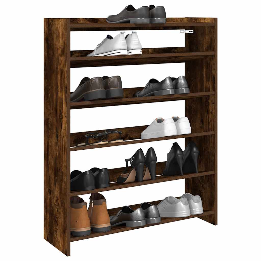 Étagère à chaussures chêne fumé 80x25x100 cm bois d'ingénierie - XIOS