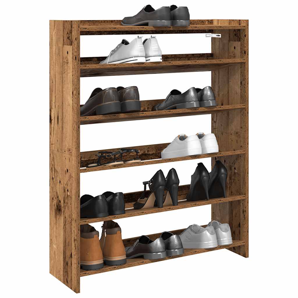 Étagère à chaussures vieux bois 80x25x100 cm bois d'ingénierie - XIOS