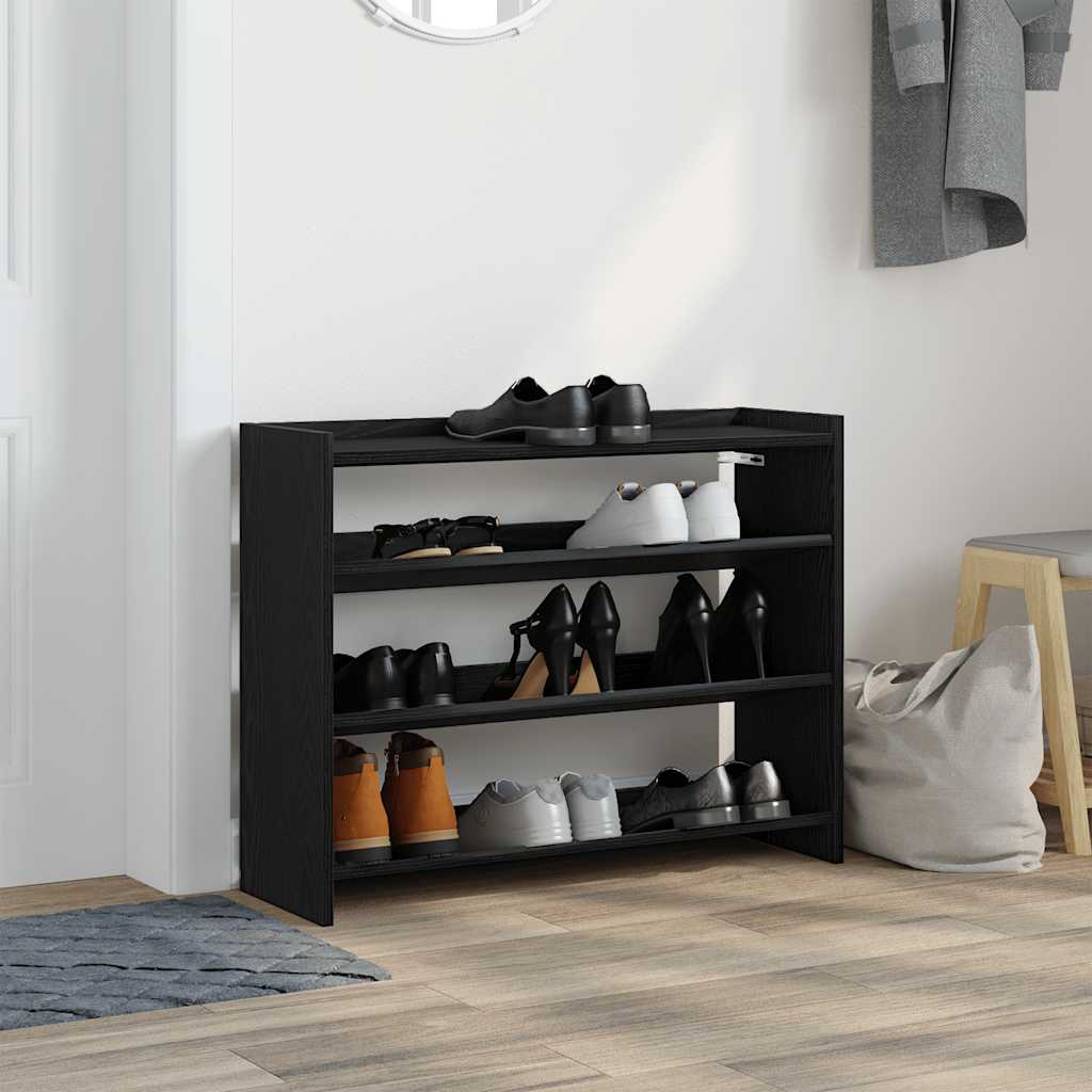 Étagère à chaussures noir 80x25x62 cm bois d'ingénierie - XIOS