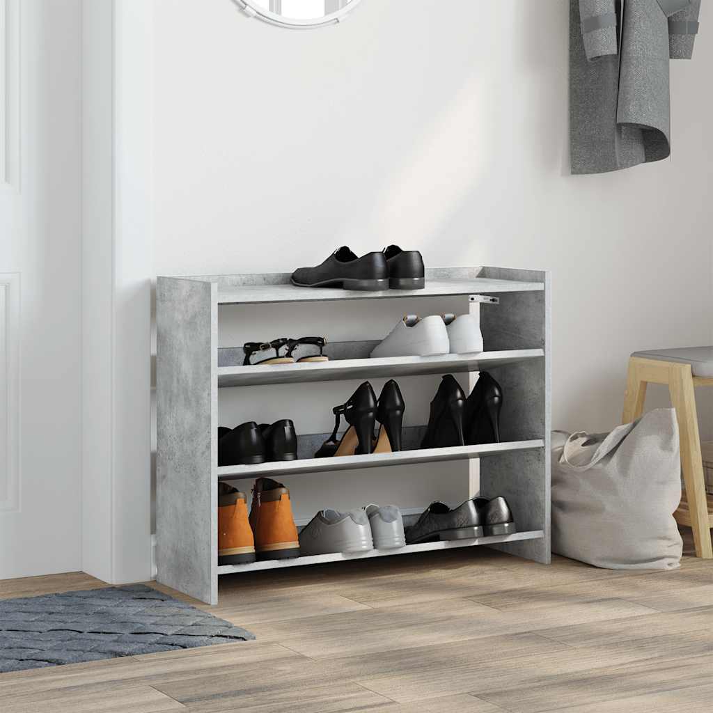 Étagère à chaussures gris béton 80x25x62 cm bois d'ingénierie - XIOS