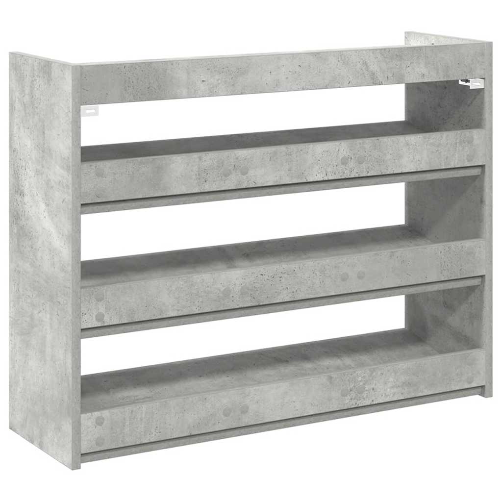 Étagère à chaussures gris béton 80x25x62 cm bois d'ingénierie - XIOS