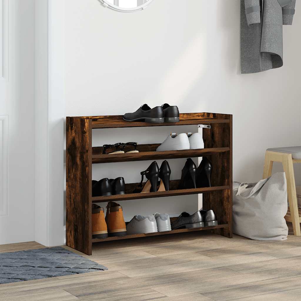 Étagère à chaussures chêne fumé 80x25x62 cm bois d'ingénierie - XIOS