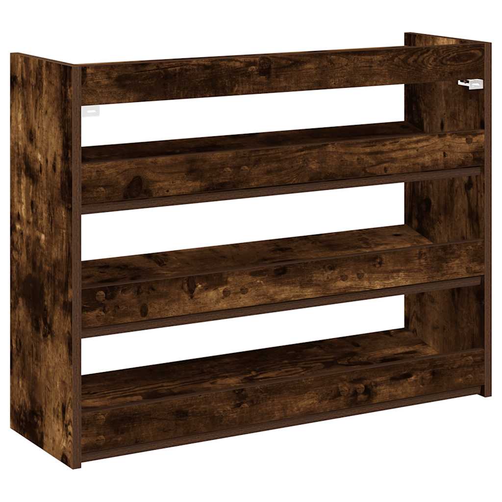Étagère à chaussures chêne fumé 80x25x62 cm bois d'ingénierie - XIOS