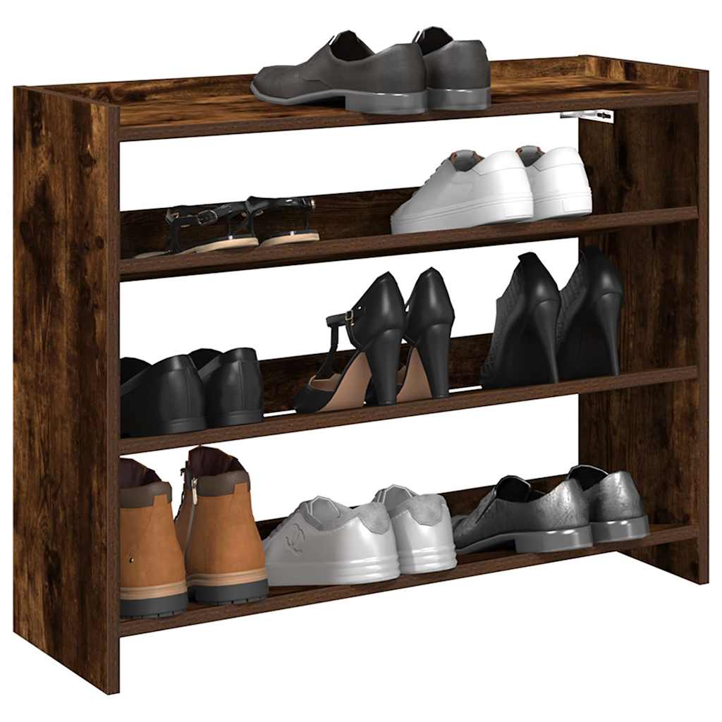 Étagère à chaussures chêne fumé 80x25x62 cm bois d'ingénierie - XIOS