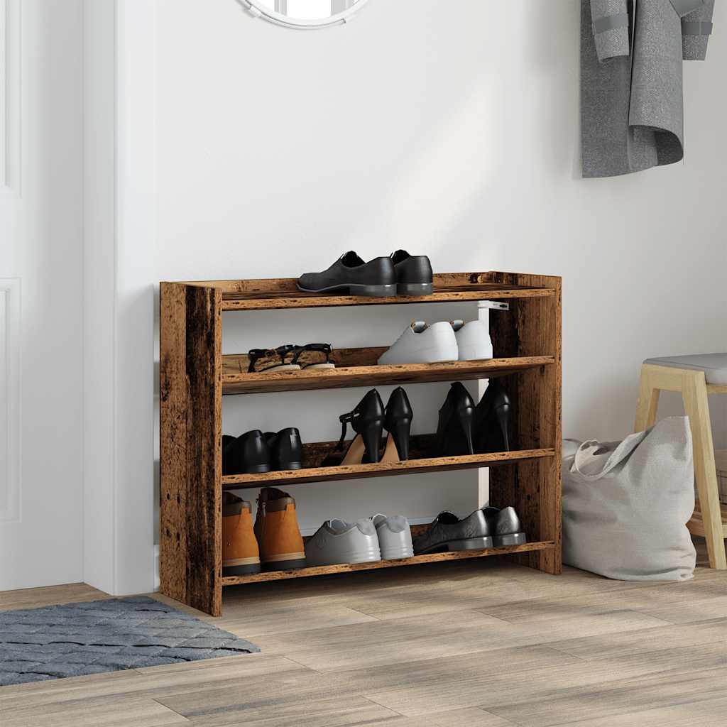 Étagère à chaussures vieux bois 80x25x62 cm bois d'ingénierie - XIOS