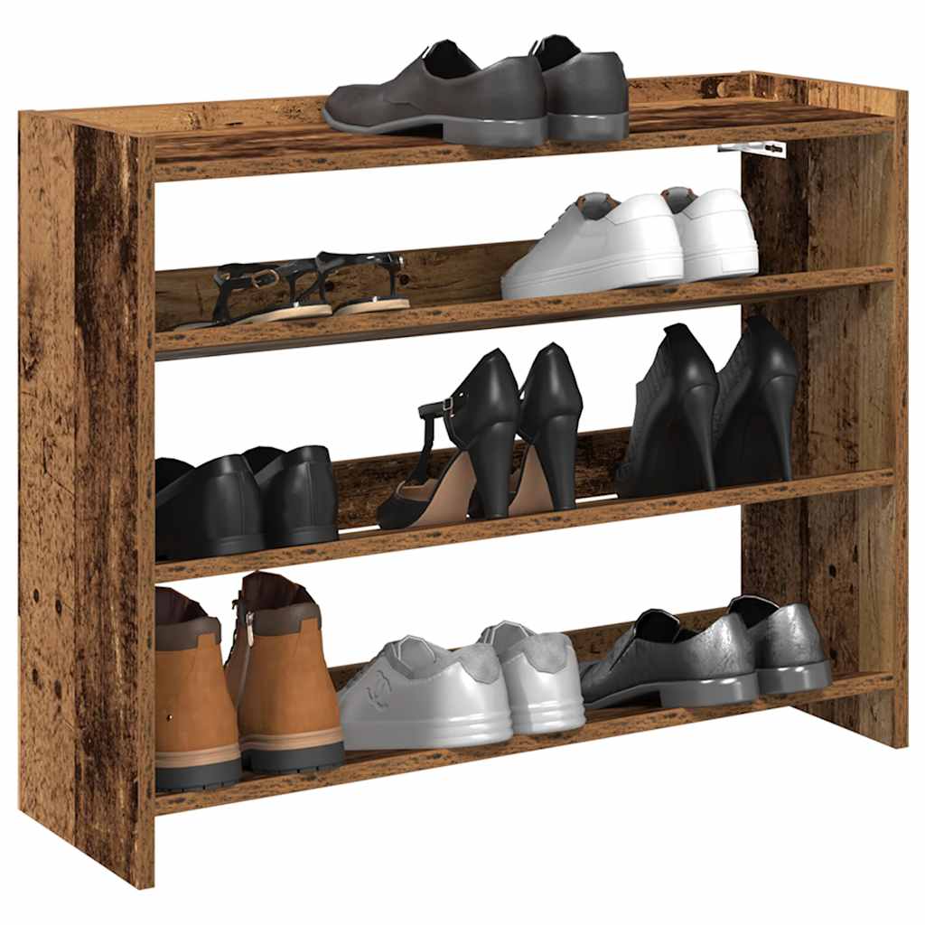 Étagère à chaussures vieux bois 80x25x62 cm bois d'ingénierie - XIOS