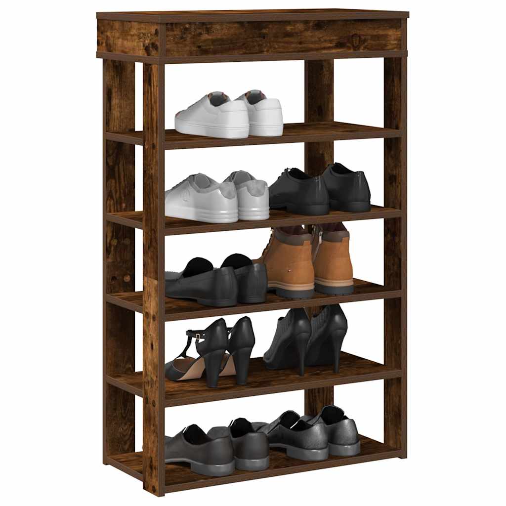 Étagère à chaussures chêne fumé 60x30x98 cm bois d'ingénierie - XIOS