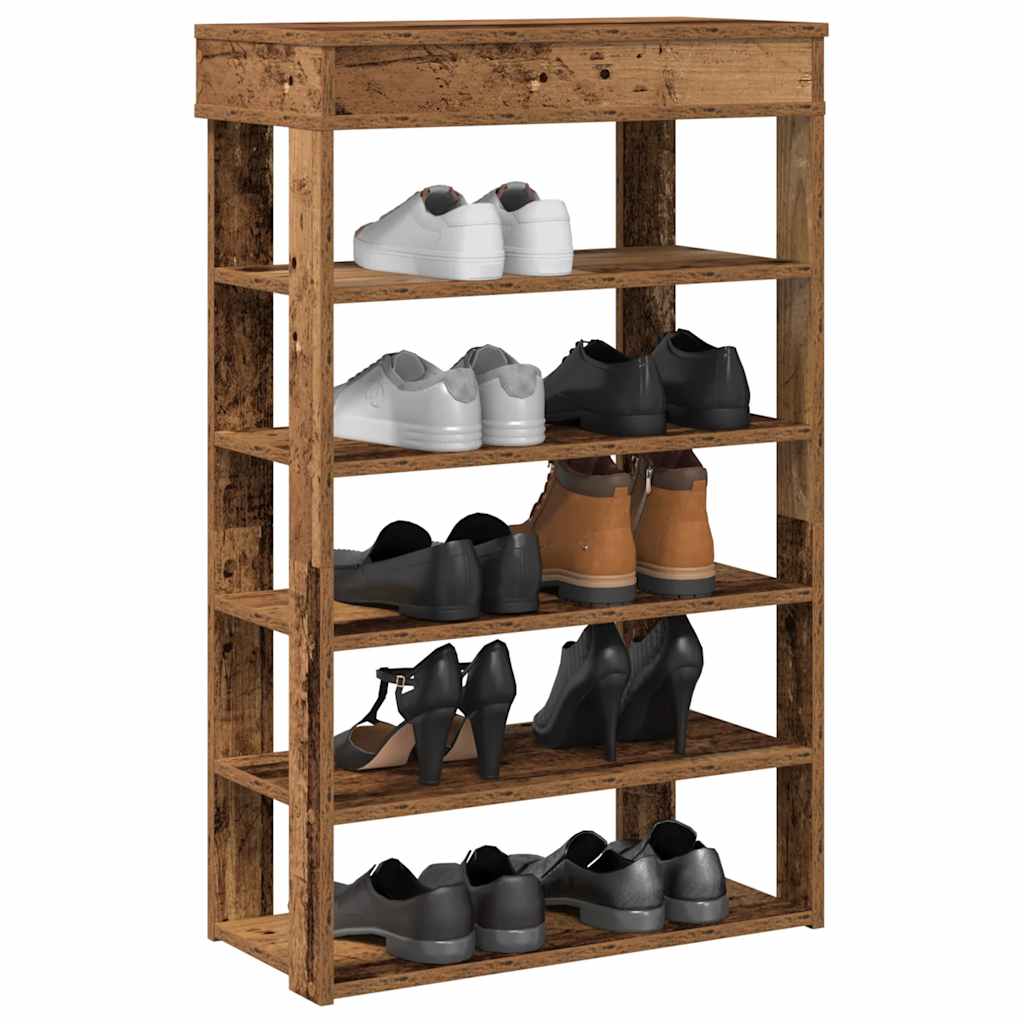 Étagère à chaussures vieux bois 60x30x98 cm bois d'ingénierie - XIOS