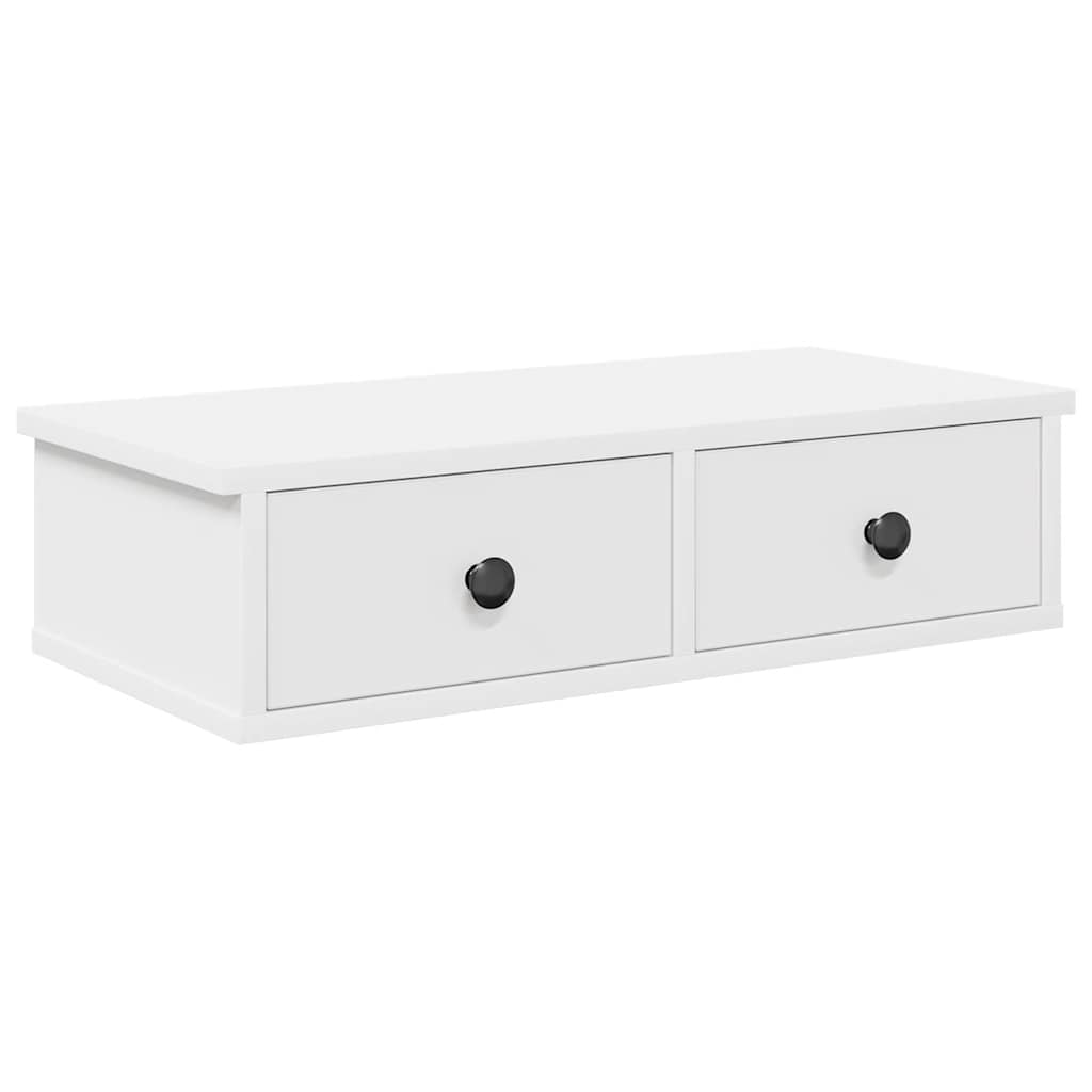 Étagère murale avec tiroirs blanc 60x28x15 cm bois d'ingénierie - XIOS