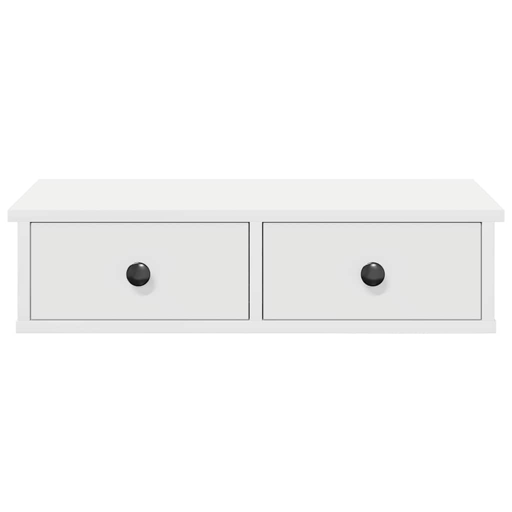 Étagère murale avec tiroirs blanc 60x28x15 cm bois d'ingénierie - XIOS