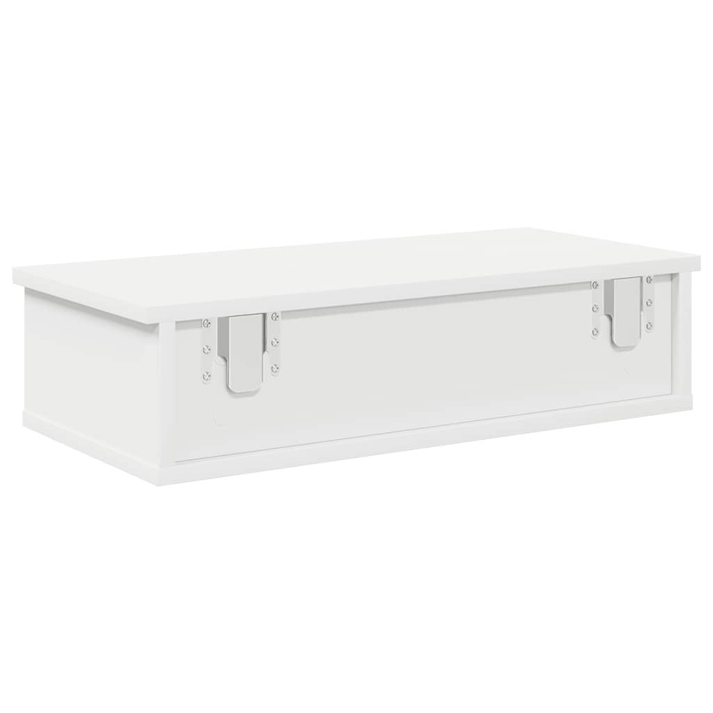 Étagère murale avec tiroirs blanc 60x28x15 cm bois d'ingénierie - XIOS