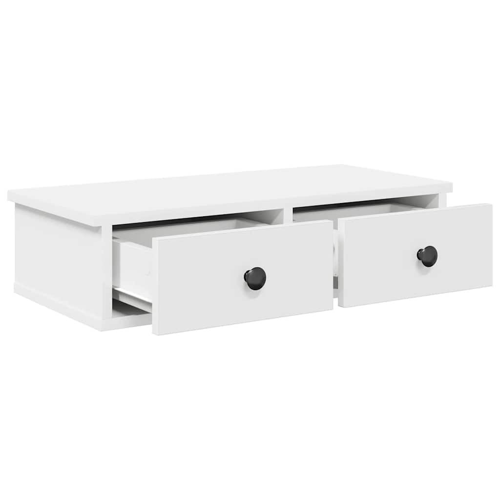 Étagère murale avec tiroirs blanc 60x28x15 cm bois d'ingénierie - XIOS