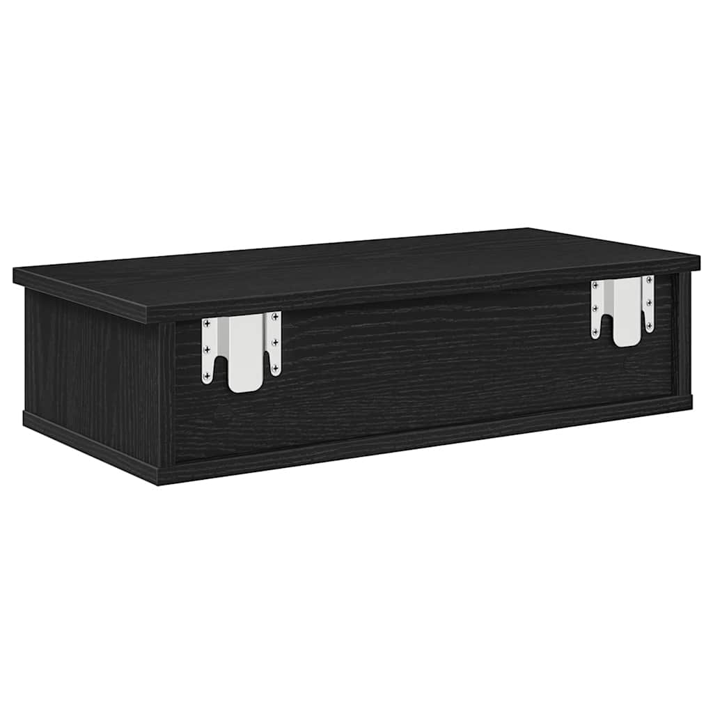 Étagère murale avec tiroirs noir 60x28x15 cm bois d'ingénierie - XIOS