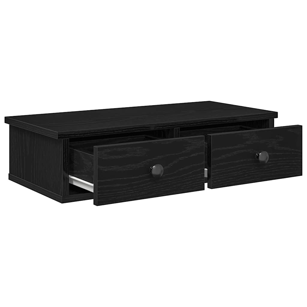 Étagère murale avec tiroirs noir 60x28x15 cm bois d'ingénierie - XIOS