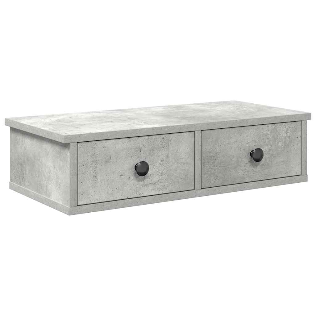 Étagère murale avec tiroirs gris béton bois d'ingénierie - XIOS
