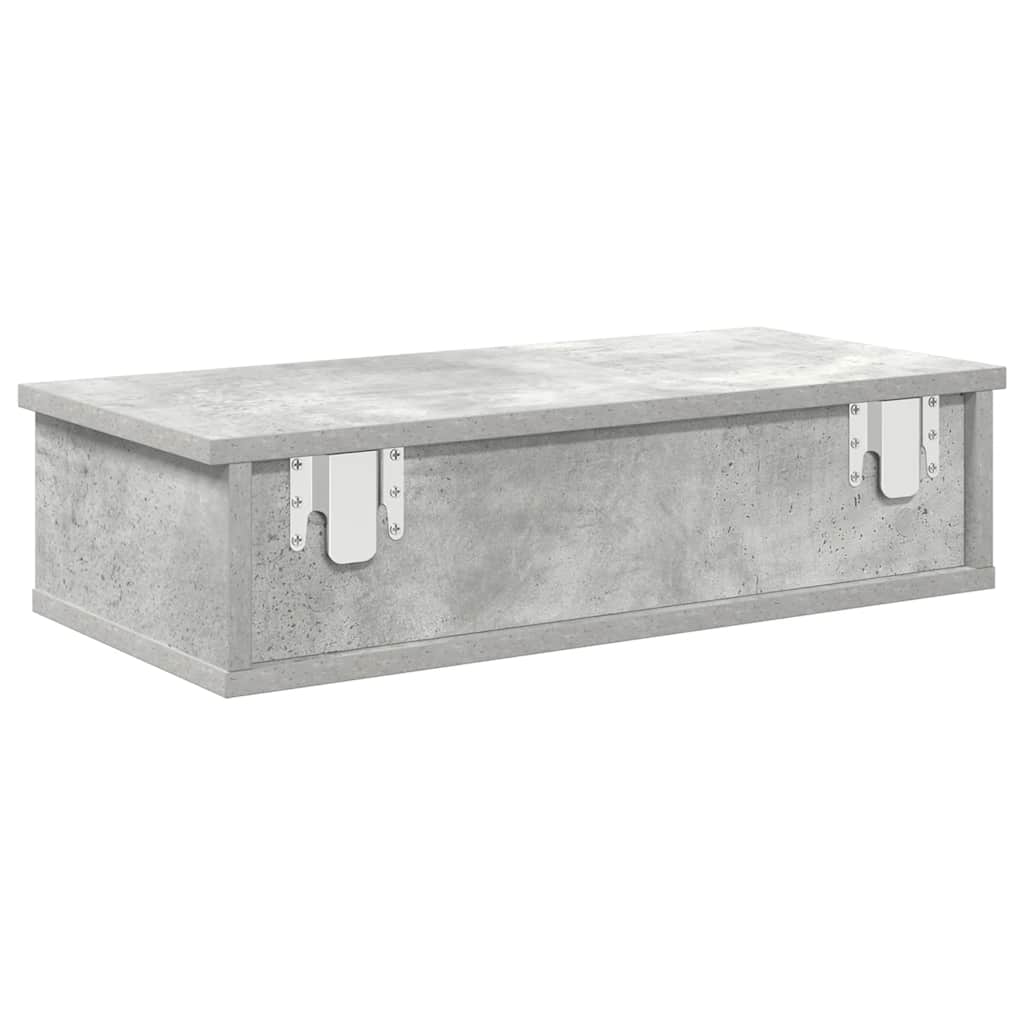 Étagère murale avec tiroirs gris béton bois d'ingénierie - XIOS