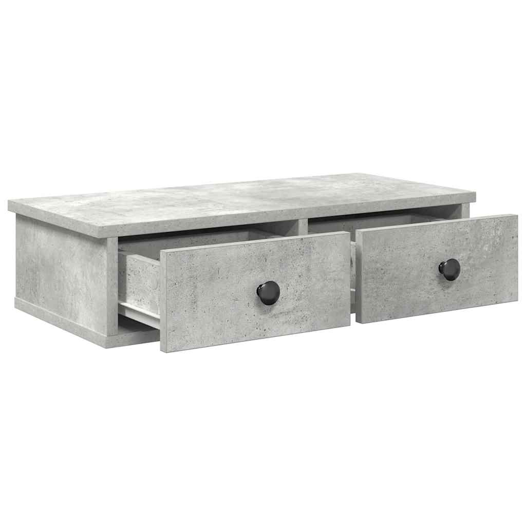 Étagère murale avec tiroirs gris béton bois d'ingénierie - XIOS