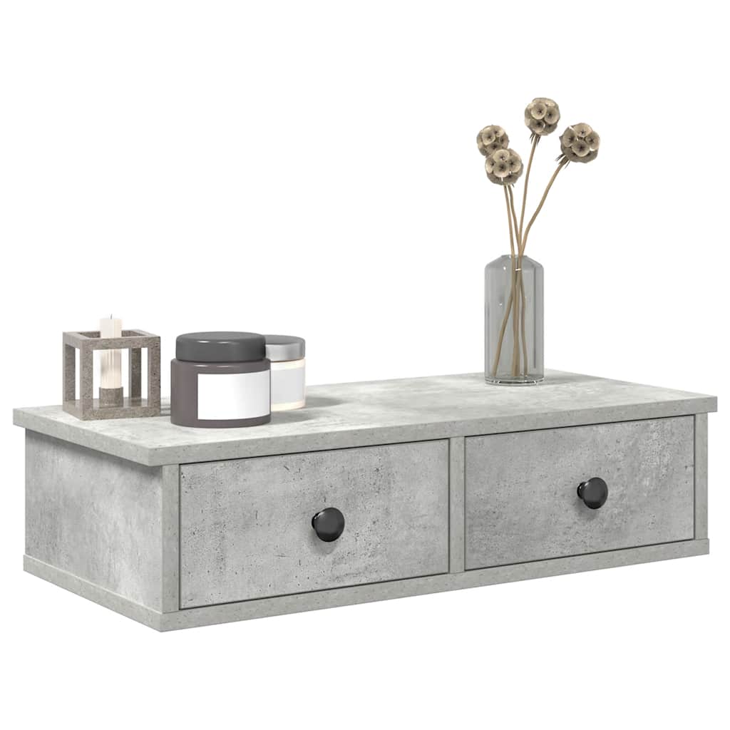 Étagère murale avec tiroirs gris béton bois d'ingénierie - XIOS
