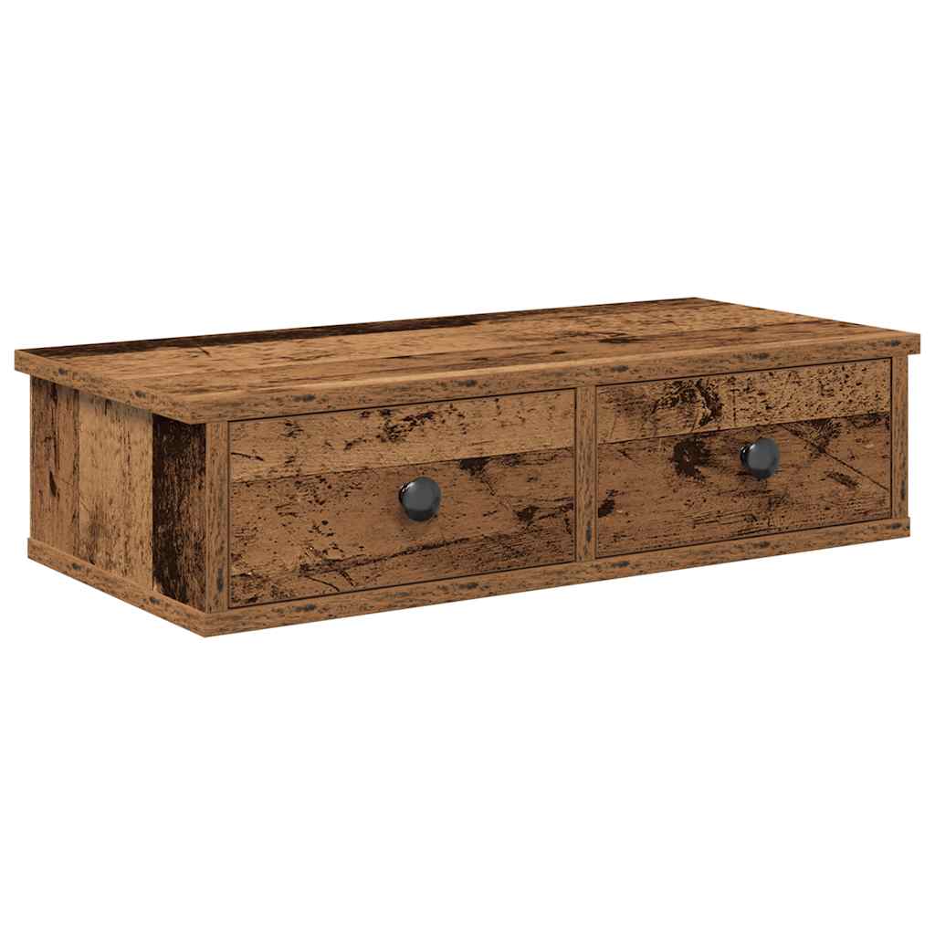 Étagère murale avec tiroirs vieux bois bois d'ingénierie - XIOS