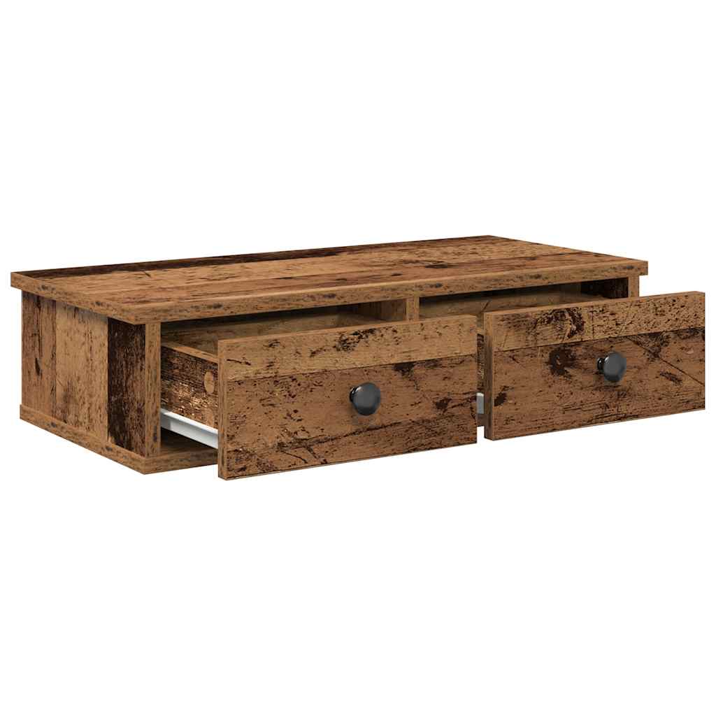 Étagère murale avec tiroirs vieux bois bois d'ingénierie - XIOS