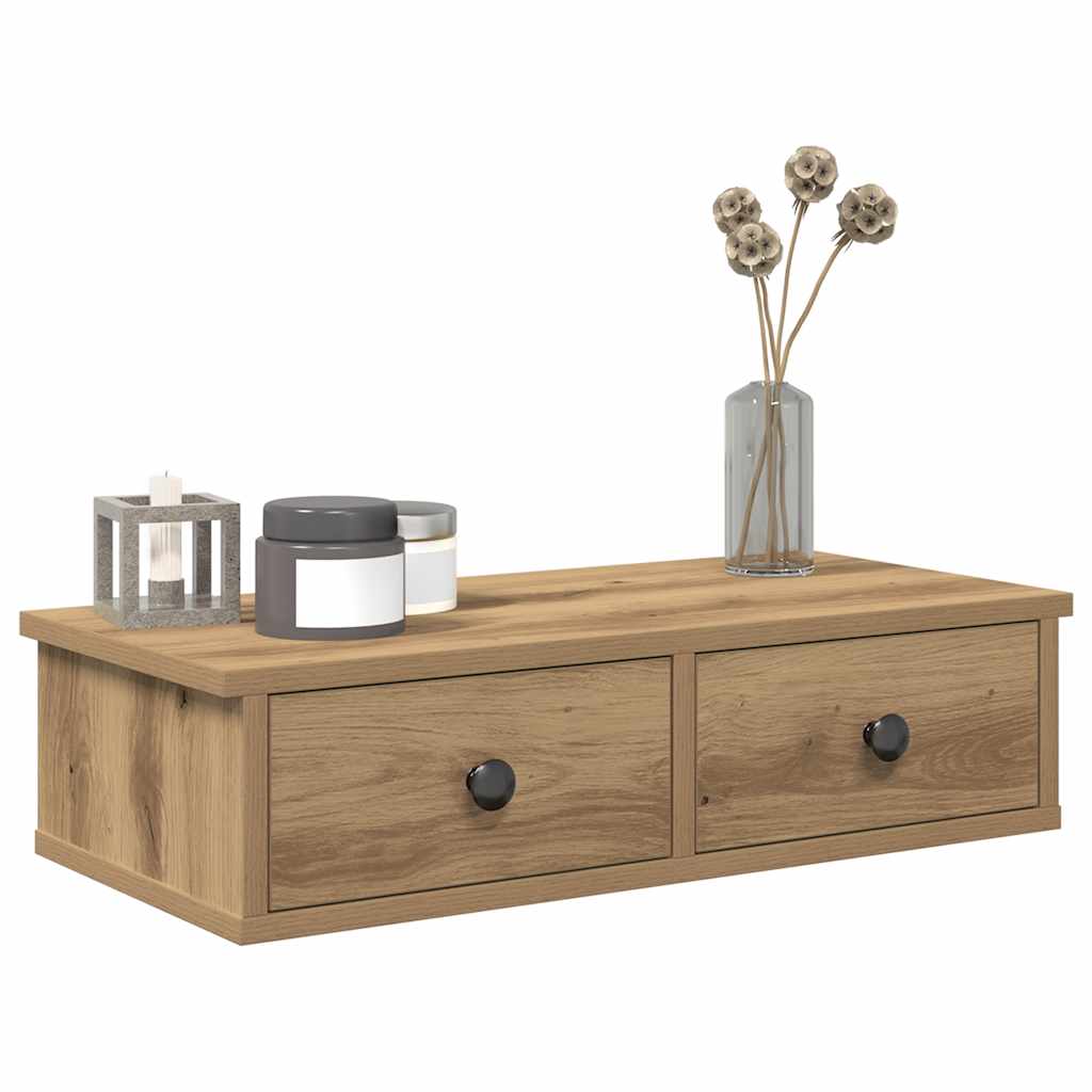 Étagère murale avec tiroirs chêne artisanal bois d'ingénierie - XIOS