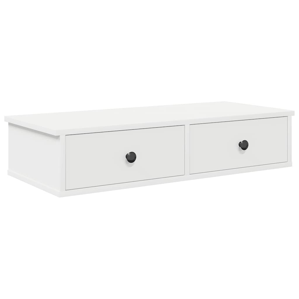 Étagère murale avec tiroirs blanc 80x34x17 cm bois d'ingénierie - XIOS