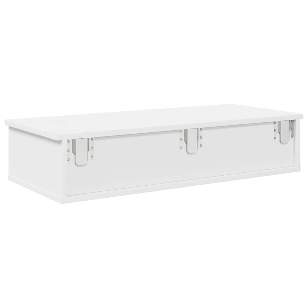 Étagère murale avec tiroirs blanc 80x34x17 cm bois d'ingénierie - XIOS