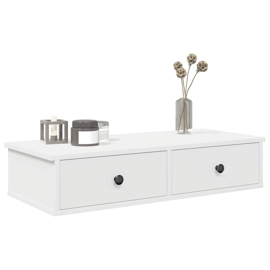Étagère murale avec tiroirs blanc 80x34x17 cm bois d'ingénierie - XIOS